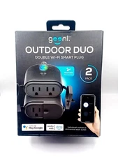 Geeni Outdoor Duo Wi-Fi Smart Plug, Weatherproof, Voice Control (2 Pack)