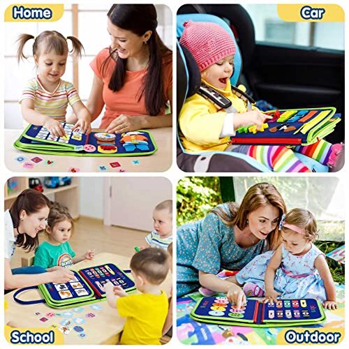 Toddler Busy Board - Montessori Toys for 1-3 Year Old Boy Birthday Gift, Blue - Bild 6 von 7