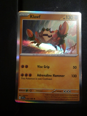 HOLOGRAM FOIL RARE Klawf 122/198 Scarlet & Violet Pokemon TCG Card HOLOGRAM FOIL RARE Klawf 122/198 Scarlet & Violet Pokemon TCG Card