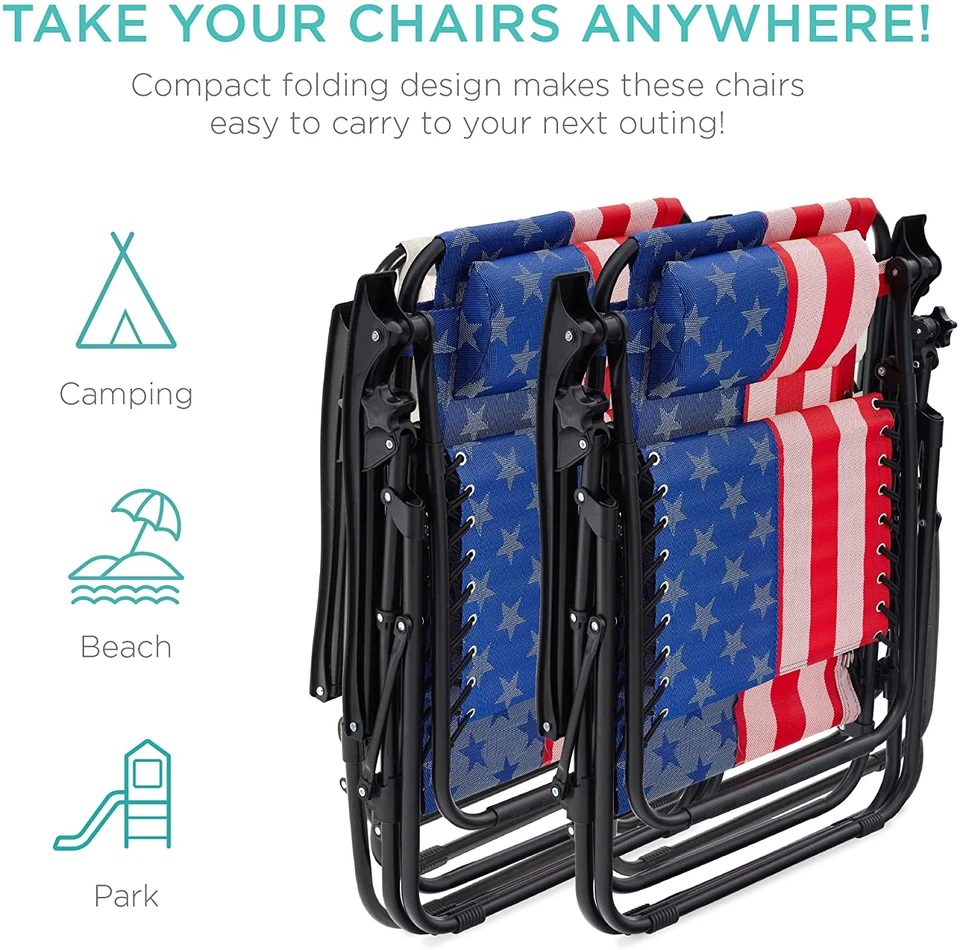 Juego de 2 sillones reclinables ajustables Best Choice American Flag Foto 3 de 4