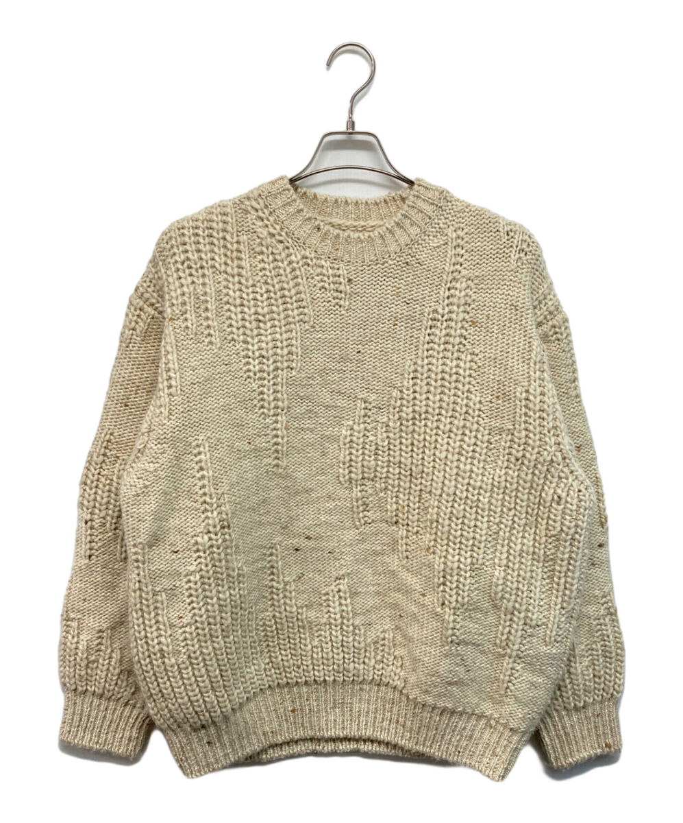 YOKE IRREGULAR KNITTED CREWNECK SWEATER Size: 2 Beige Men YOKE IRREGULAR KNITTED CREWNECK SWEATER Size: 2 Beige Men
