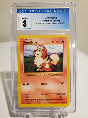 1999 growlithe pokemon card value PSA 9 MINT Reshiram main image 1