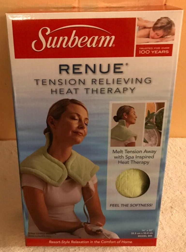 NEW NIB Sunbeam RENUE TENSION RELIEVING HEAT THERAPY Green Wrap, NECK