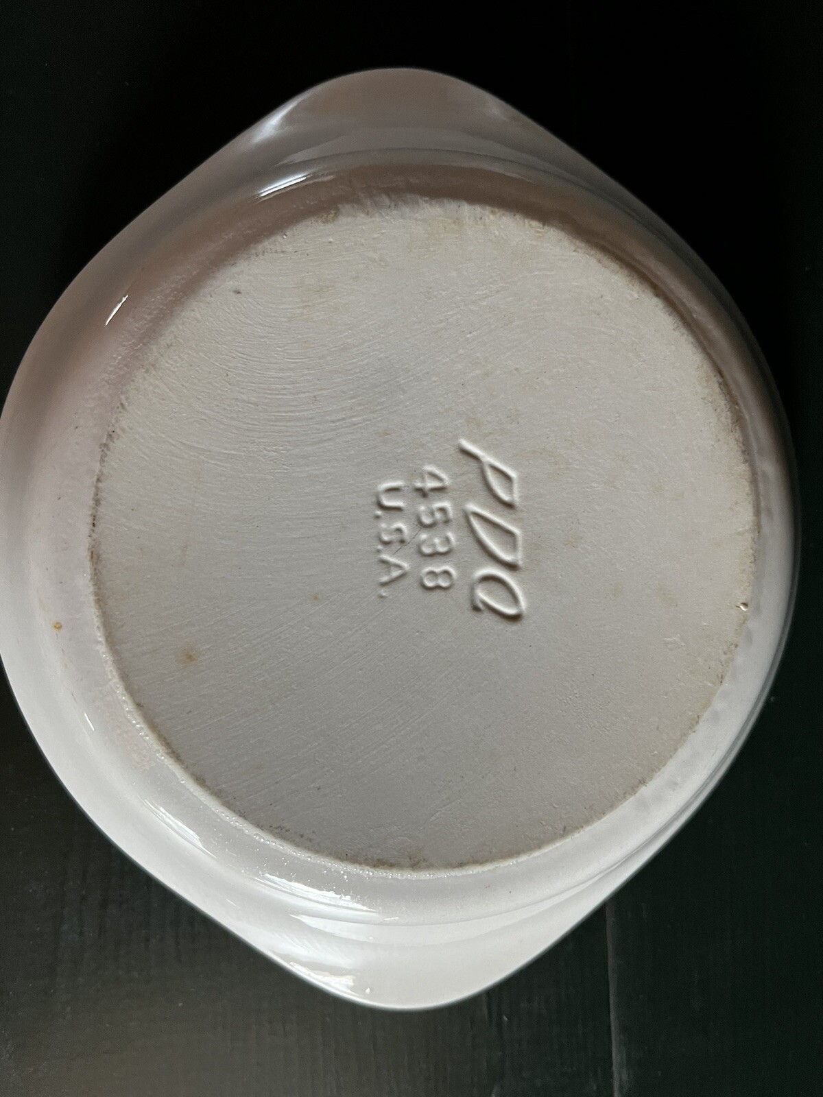 Vintage White Ironstone Dish PDQ 4538 USA Farmhouse Country Heavy 7” x