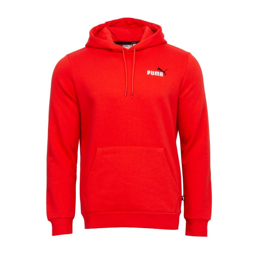 Men's Puma High Risk Red Hoodie with ESS+ Logo Embroidery - Size S