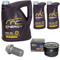 MotoröL Set Mannol Energy 5W-30 7 Liter + ÖLfilter + Schraube FüR Renault 19 I