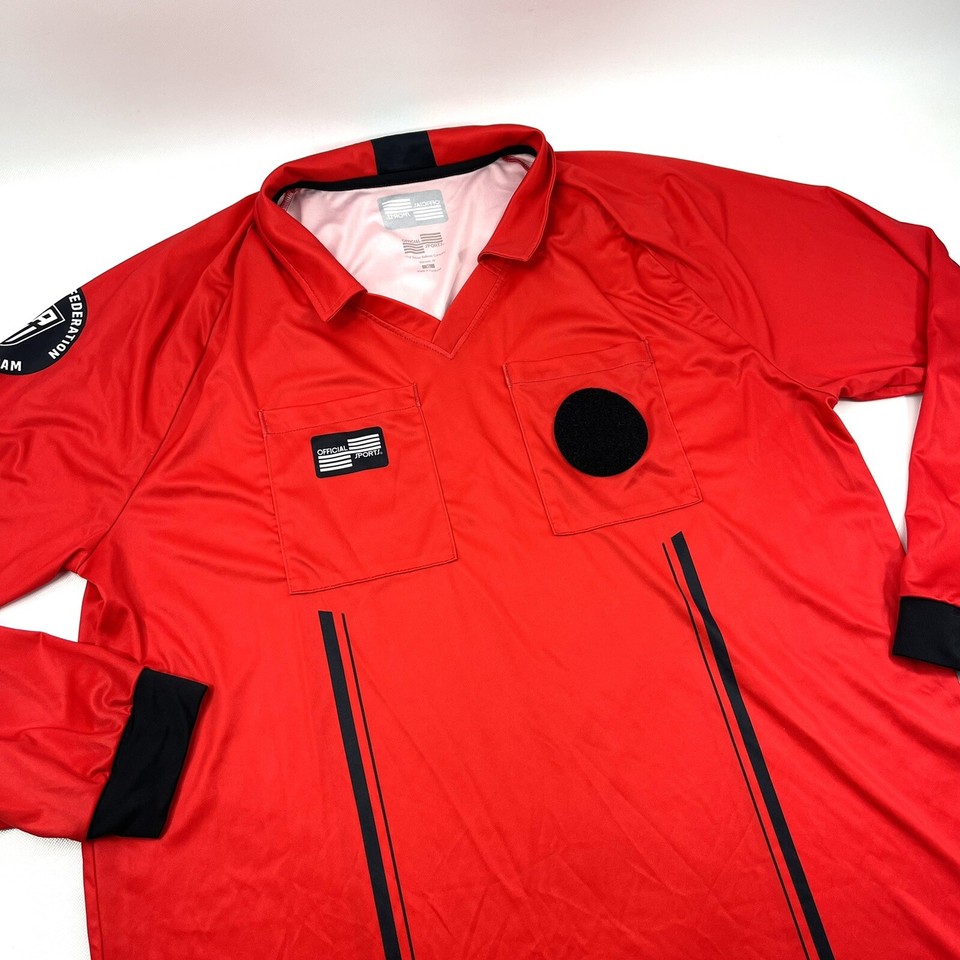 Official Sports Soccer Referee Program Uniform Red Long Sleeve Shirt