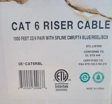 cat6 CMR with Spline 350Mhz UTP Copper Wire 23AWG aprx 600ft Blue ethernet cable