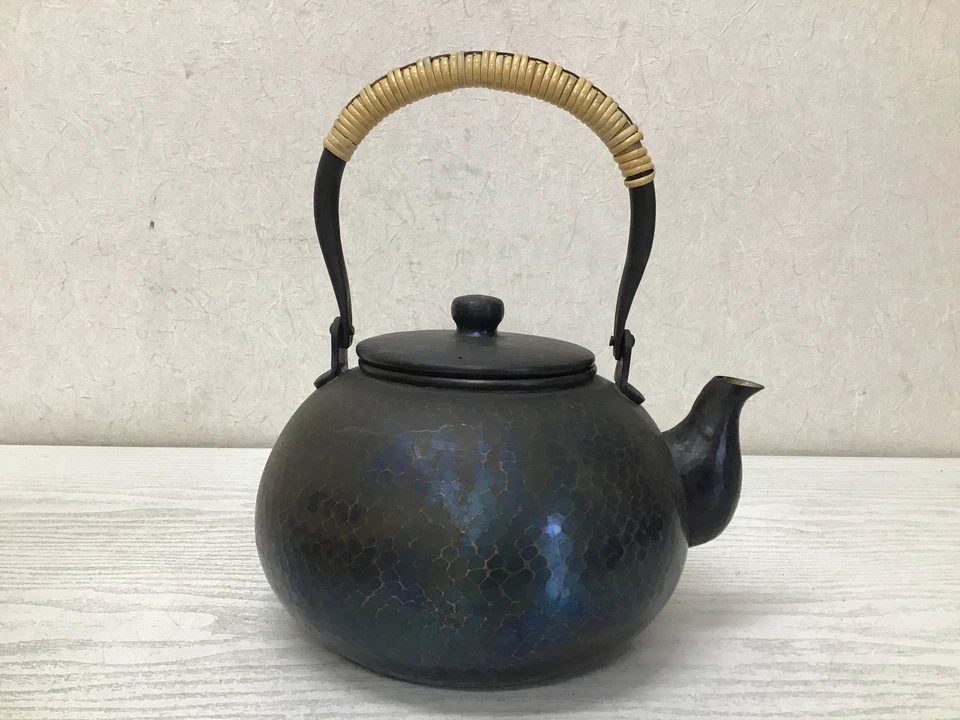 Bule de cobre Y2585 KYUSU caixa assinada cerimônia do chá Japão antigo vintage - Imagem 3 de 4