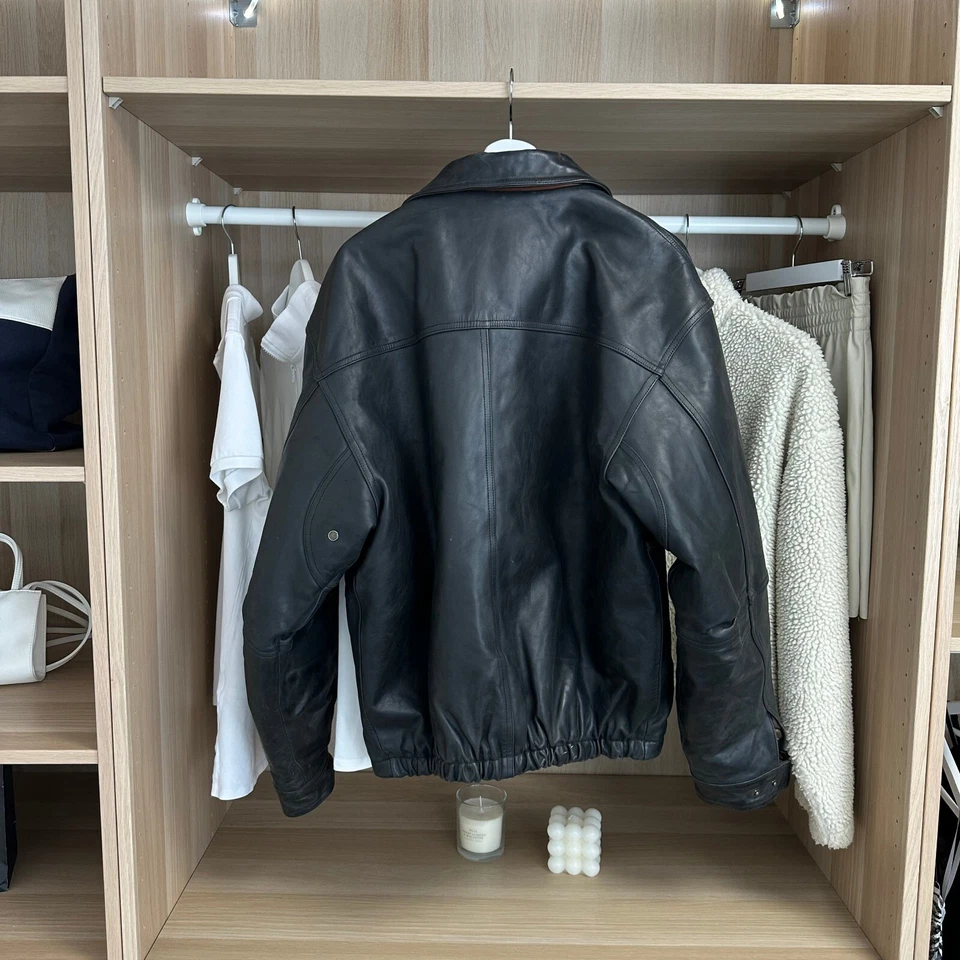 Vintage Timberland 1998 Mens Cowhide Leather Jacket Size L Black Super Heavy - Image 2 of 4