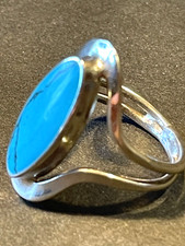 Sterling Silver Ring Turquoise Stone Mexico Size 9.75