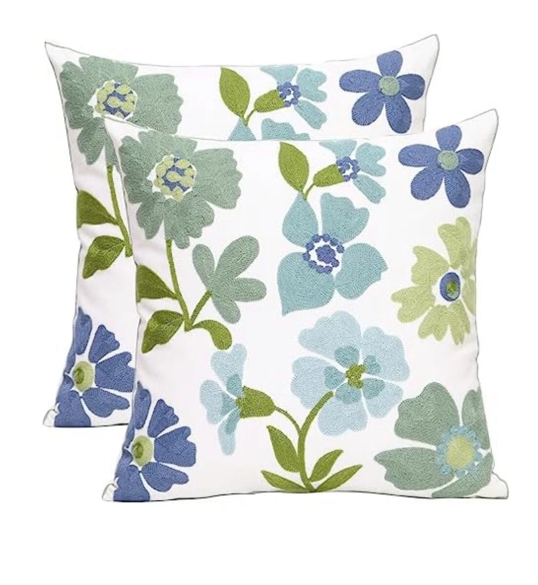 Pilmandu Pack of 2 Embroidered Decorative Throw Pillow Cover 18"x18"-Farmhouse