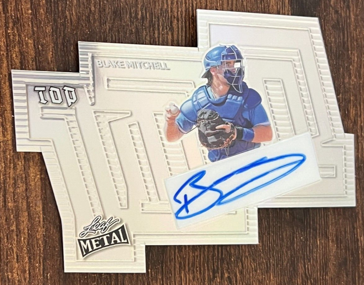 BLAKE MITCHELL 2024 LEAF METAL SILVER DIE-CUT AUTOGRAPH # 21/35 K.C.  ROYALS