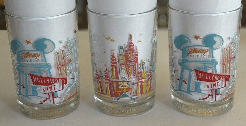 Vintage Disney World 100 Years Magic 25th Anniversary McDonalds Glasses Lot of 3