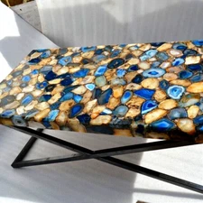 48"x24" Blue Agate Stone Dining Table Top, Center Side Table Top, Home Decor Top