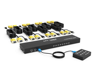 KVM Switch 8 Port, 8X1 Rackmount KVM Switch VGA, Included 8 2-In-1 KVM Cables & 