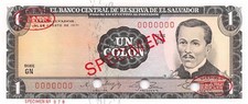 El Salvador  1  Colon  31.8.1971  P 115s  Series GN  Uncirculated Banknote