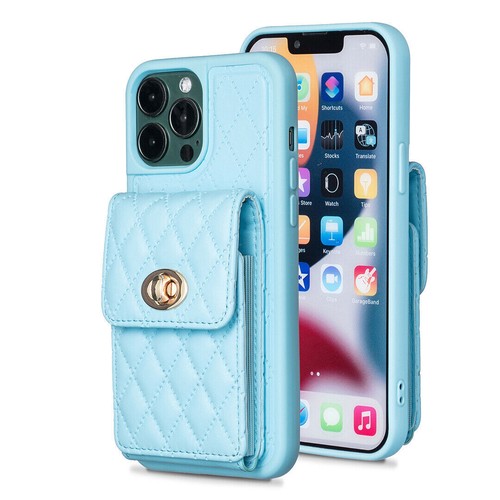 Grid Leather Lanyard Wallet Phone Case for iPhone 11 12 13 14 Pro Max XR XS 7 8 - Picture 10 of 40