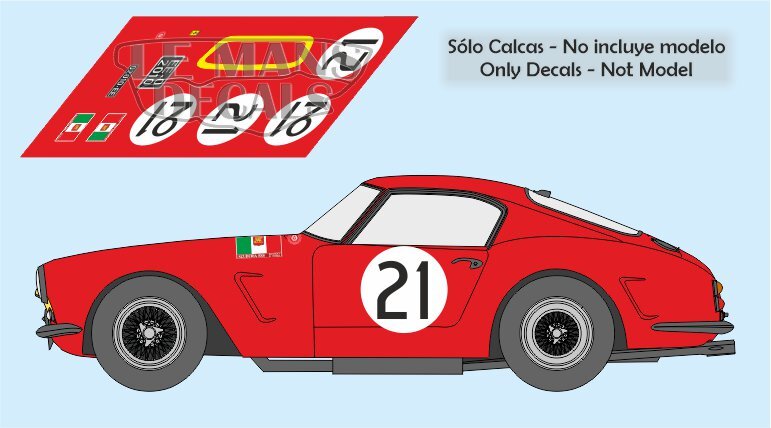 Décalcomanies (decals) 1:43 Ferrari 250 GTO #65 Bridgehampton 1963 - Par ALO Decals, Neuf