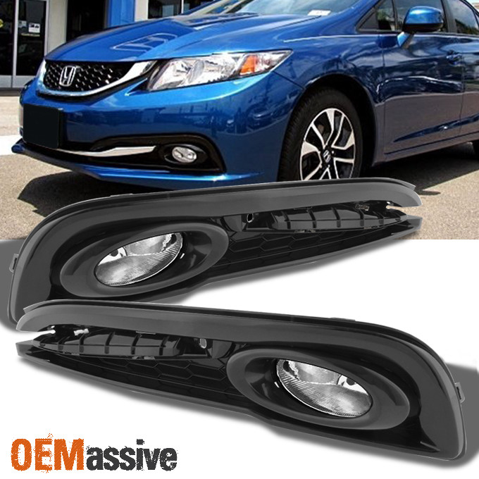 Fits 2013-2015 Civic 4-Doors Sedan Bumper Driving Fog Lights w/Switch+Bulb LH+RH