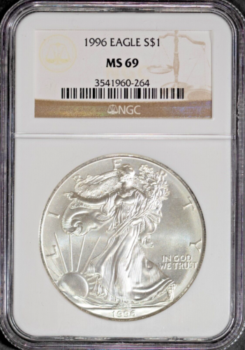 Key Date 1996 $1 Silver American Eagle MS 69 NGC # 3541960-264 + Bonus - Picture 1 of 2