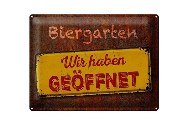 Blechschild Spruch 40X30 Cm Biergarten Wir Haben GeöFfnet Deko Schild-image