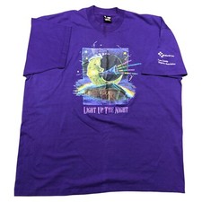 Vtg Single Stitch New Years Eve Light Up The Night Moon Purple XXL USA Made