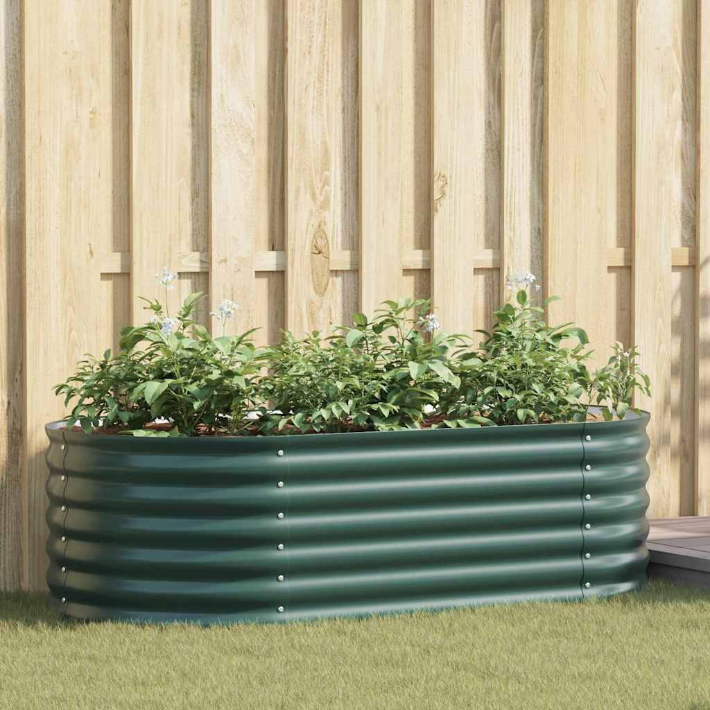 VidaXL Letto Rialzato Da Giardino In Acciaio Zincato – 240x40x77 Cm, Fondo Aperto, Per Fiori, Ortaggi E Piante, Verde, Resistente Ai Raggi UV