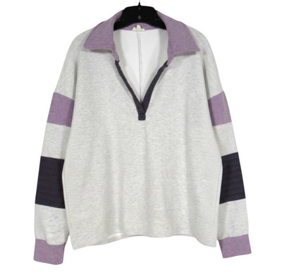HEM & THREAD Soft BRUSHED JERSEY KNIT Oversized COLORBLOCK Sweatshirt/Top Sz L
