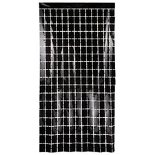 Square Black Foil Fringe Rain Curtain Birthday Halloween Party Backdrop Supplies