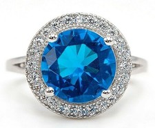 4CT Blue Topaz  Topaz 925 Solid Sterling Silver Ring Jewelry Sz 7, IB1-1