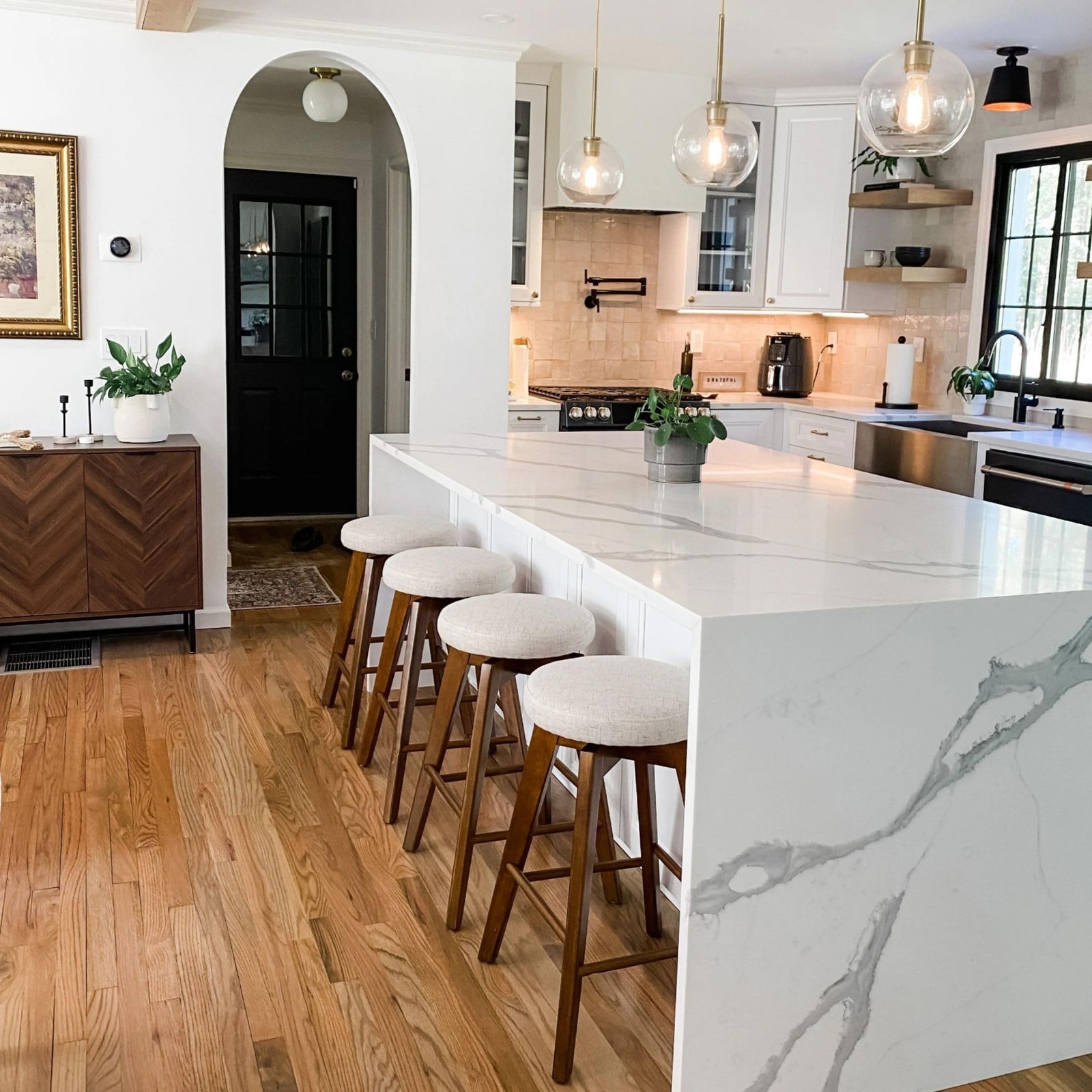 Amalia Backless Kitchen Counter Height Bar Stool, Solid Wood with 360 Swivel ...