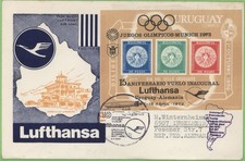 Uruguay 1972 Lufthansa Anniversary Flight Cover Uruguay - Germany (black)