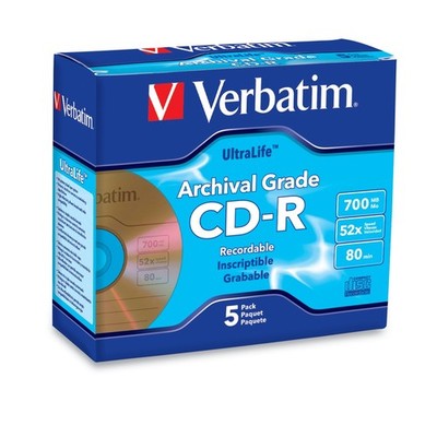 Verbatim 700MB 52x UltraLife Archival Grade Gold 52X, Branded