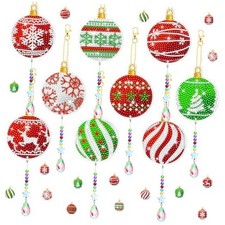 9 Pcs Christmas Diamond Art Wind Chimes Double Sided Christmas Ball Diamond