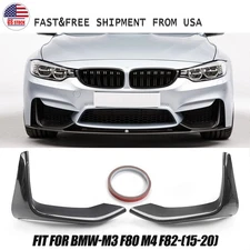 2 PC CARBON FIBER FRONT BUMPER SPLITTERS LIP FOR 2015~2019 BMW F80 M3/F82 F83 M4