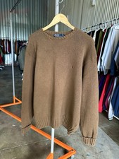 Vintage 90s Polo Ralph Lauren Embroidery Logo Knit Sweater Faded Brown Size 2XL