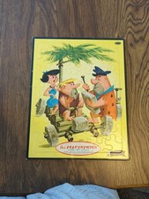 Vtg 1960 The Flintstones Fred Barney Jigsaw Board Puzzle Whitman Hanna Barbera