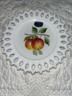 Vintage Milk glass Fruit Plate With Lace Edges
