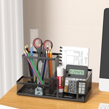Metal Mesh Desk Organiser Stationery Pen Pencil Holder Tidy Storage For Office