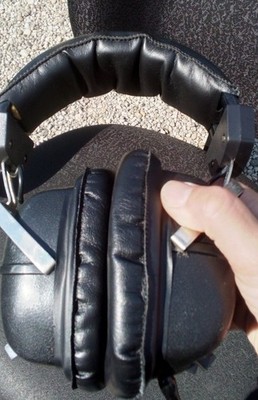 Vtg Mura SP-502 Adj Dynamic Stereo Head Phones Black  Leather Cushion Ear Pads
