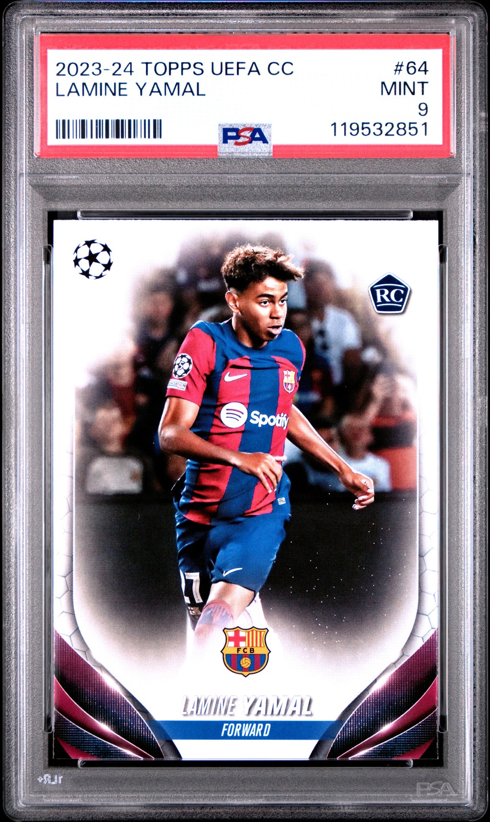 2023-24 TOPPS UEFA CLUB COMPETITIONS #64 LAMINE YAMAL PSA 9