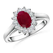 Ruby Gemstone 925 Sterling Silver Halo Trendy Birthday Statement New Ring Size 7