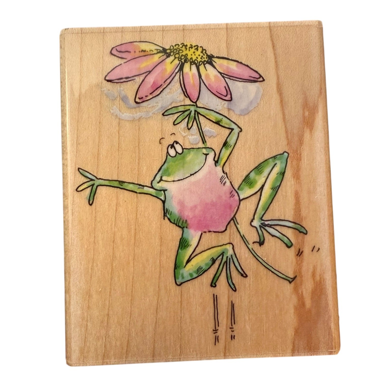 Penny Black Jump For Joy 3702J Frog Dancing With Flower Rubber Stamp NEW
