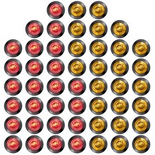 50 Pieces 3/4'' Round LED Side Marker Lights, 3 LEDs Front Rear Side