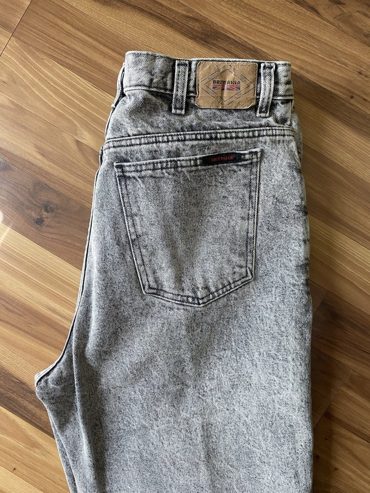 Pantalones de mezclilla Britannia para hombre 36x32 negros (35x32) algodón lavado ácido años 80 vintage Foto 4 de 4