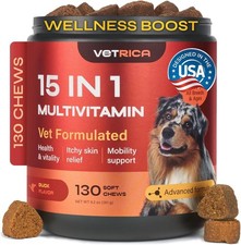Dog Vitamins 15 in 1 - Multivitamin Chews - Joint 130 count, Brown