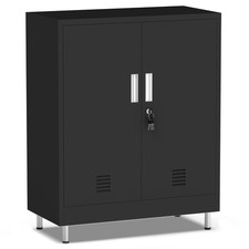 Metal Storage Cabinet with Locking Doors and Adjustable Shelves, Small Lockab...