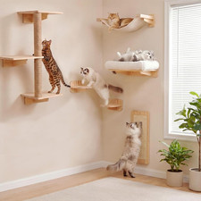 Cat Wall Shelves 6-In-1 Cat Wall Furniture Set for Large Cats, Floating Wall Mou
