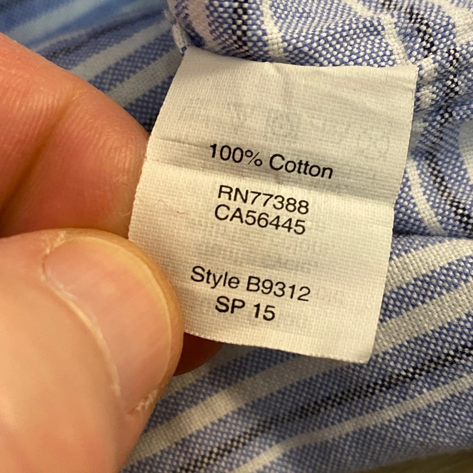 J Crew Oxford Slim Fit Striped Button Down Shirt Mens XL Blue White Casual - Image 4 of 4